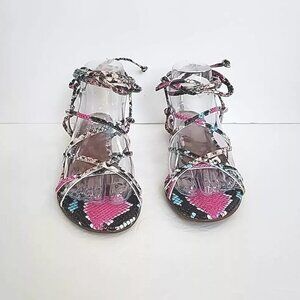 Vince Camuto Gladiator Sandals Thongs Lace Up Faux Snakeskin Espadrille Women 8